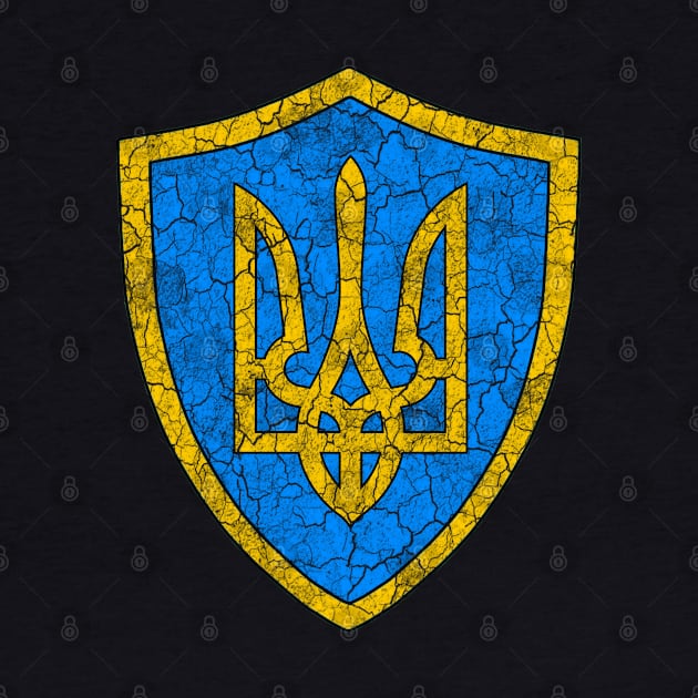 Ukraine Coat of Arms Flag Distressed Retro Vintage by Vladimir Zevenckih